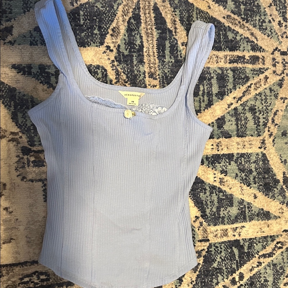 Aeropostale Light Blue Ribbed Bodysuit